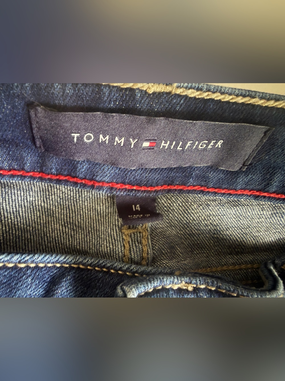 Tommy Hilfiger Navy Skinny Jeans with Red & White Side Stripes - Picture 4 of 7